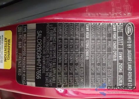 2017 Land Rover Discovery Sport Hse z USA, uszkodzony, nr VIN SALCR2BG9HH717656